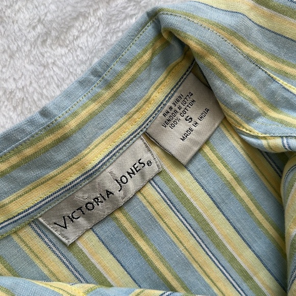 Vintage Women’s Coastal Grandma Preppy Short Sleeve Striped Button Up Shirt S - Picture 5 of 7